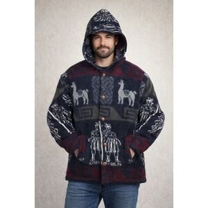 Vintage Artesanias Ramos Wool Jacket Southwestern Tribal Alpaca Llama Pattern XL